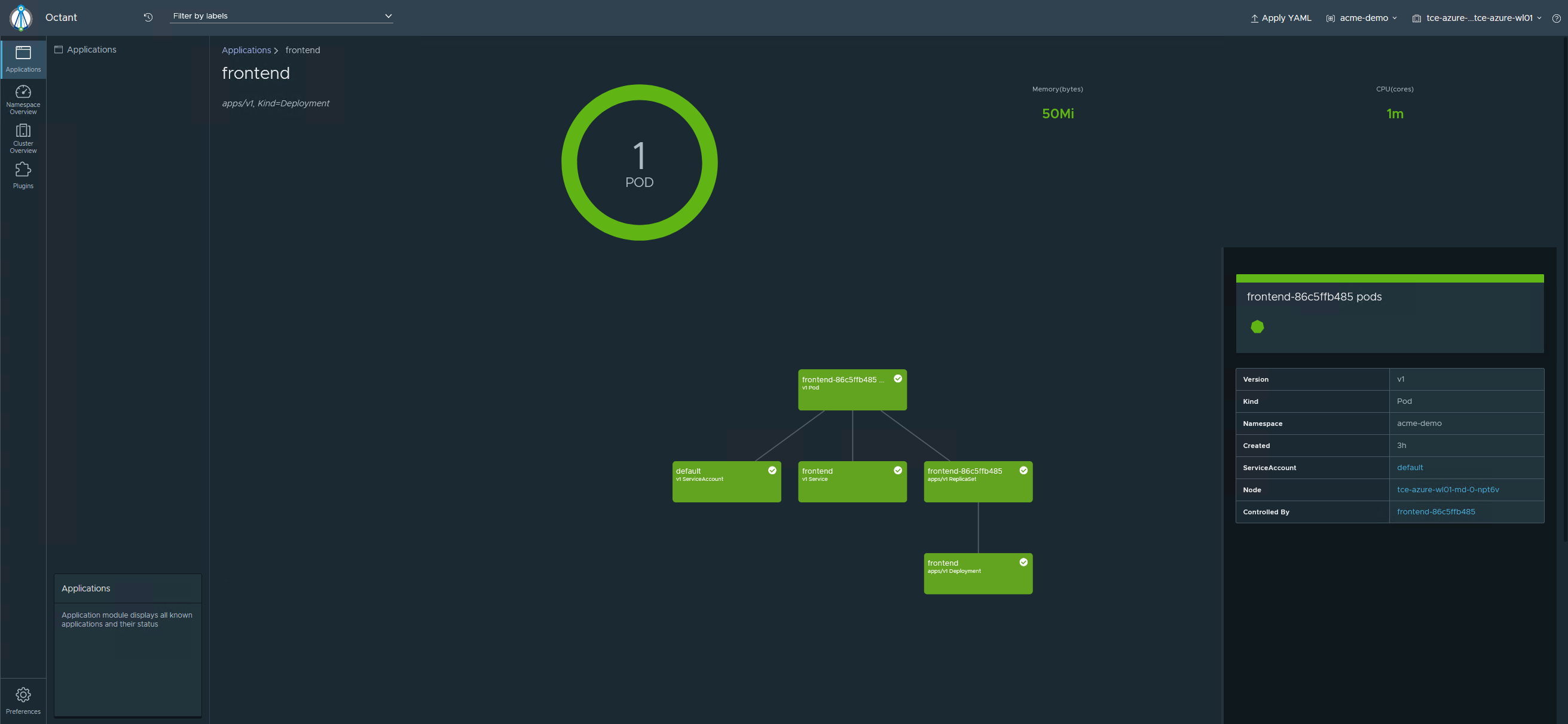 Octant Frontend overview screen