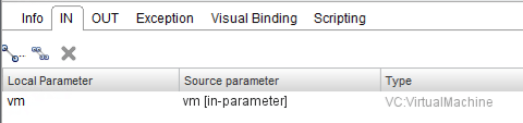 Scripting object In tab showing an input mapping to the workflow Input "vm"
